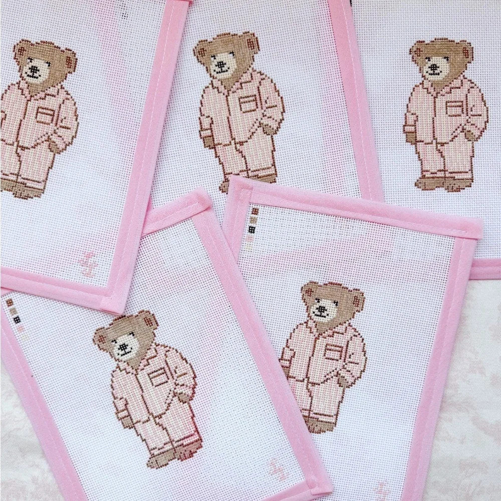 handed painted bear in pajamas needlepoint canvas - Picture 2 of 2